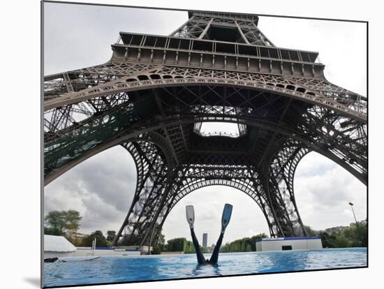 Scuba Diving under the Eiffel Tower, Paris, France-Michael Sawyer-Mounted Photographic Print