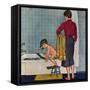 "Scuba in the Tub", November 29, 1958-Amos Sewell-Framed Stretched Canvas