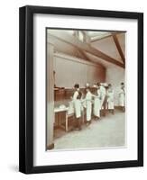 Scullery Practice, Sailors Home School of Nautical Cookery, London, 1907-null-Framed Premium Photographic Print