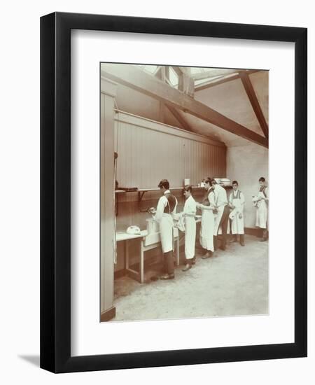 Scullery Practice, Sailors Home School of Nautical Cookery, London, 1907-null-Framed Premium Photographic Print