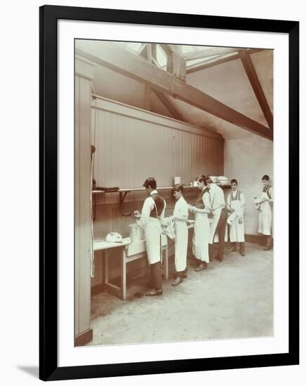 Scullery Practice, Sailors Home School of Nautical Cookery, London, 1907-null-Framed Photographic Print