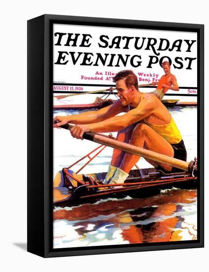 "Sculling Race," Saturday Evening Post Cover, August 15, 1936-Maurice Bower-Framed Stretched Canvas