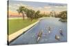 Sculls on Lincoln Park Lagoon, Chicago, Illinois-null-Stretched Canvas