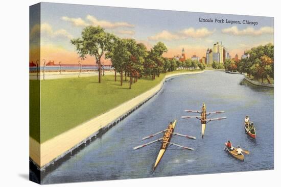Sculls on Lincoln Park Lagoon, Chicago, Illinois-null-Stretched Canvas