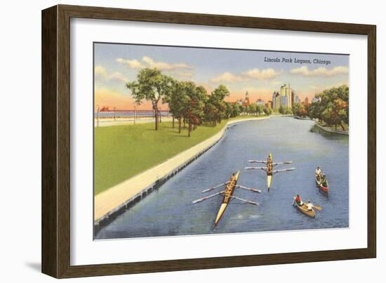 Sculls on Lincoln Park Lagoon, Chicago, Illinois-null-Framed Art Print