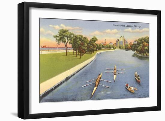 Sculls on Lincoln Park Lagoon, Chicago, Illinois-null-Framed Art Print