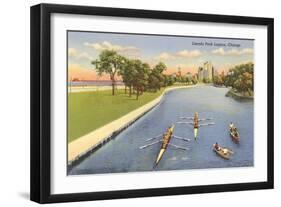 Sculls on Lincoln Park Lagoon, Chicago, Illinois-null-Framed Art Print