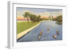 Sculls on Lincoln Park Lagoon, Chicago, Illinois-null-Framed Art Print