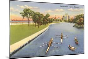 Sculls on Lincoln Park Lagoon, Chicago, Illinois-null-Mounted Art Print