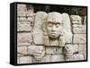 Sculpted Head Stone at Mayan Archeological Site, Copan Ruins, UNESCO World Heritage Site, Honduras-Christian Kober-Framed Stretched Canvas