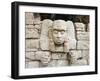 Sculpted Head Stone at Mayan Archeological Site, Copan Ruins, UNESCO World Heritage Site, Honduras-Christian Kober-Framed Photographic Print