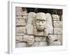 Sculpted Head Stone at Mayan Archeological Site, Copan Ruins, UNESCO World Heritage Site, Honduras-Christian Kober-Framed Photographic Print