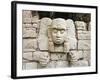 Sculpted Head Stone at Mayan Archeological Site, Copan Ruins, UNESCO World Heritage Site, Honduras-Christian Kober-Framed Photographic Print