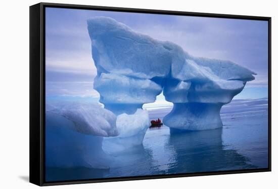 Sculpted Iceberg, Spitsbergen, Svalbard Archipelago, Norway, Scandinavia, Europe-Geoff Renner-Framed Stretched Canvas