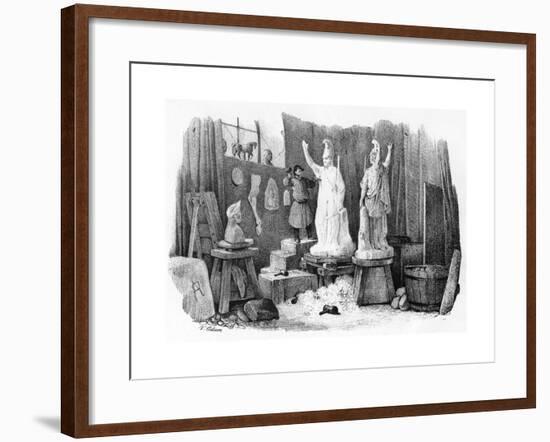 Sculptor at Work-Victor Adam-Framed Giclee Print