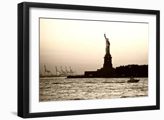 Sculpture and statue - Statue of Liberty - Sunset - Manhattan - New York City - United States-Philippe Hugonnard-Framed Photographic Print