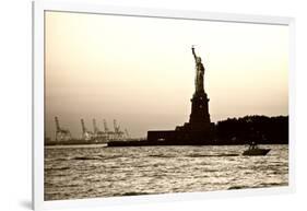 Sculpture and statue - Statue of Liberty - Sunset - Manhattan - New York City - United States-Philippe Hugonnard-Framed Photographic Print