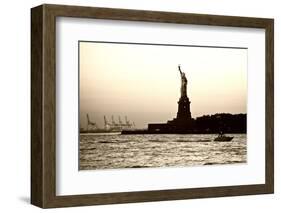 Sculpture and statue - Statue of Liberty - Sunset - Manhattan - New York City - United States-Philippe Hugonnard-Framed Photographic Print