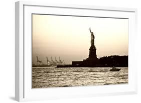 Sculpture and statue - Statue of Liberty - Sunset - Manhattan - New York City - United States-Philippe Hugonnard-Framed Photographic Print