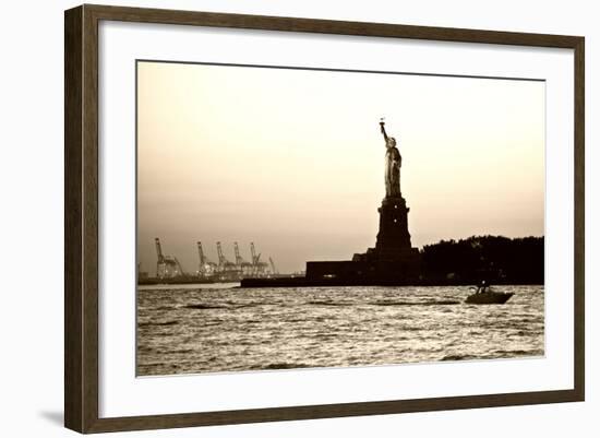 Sculpture and statue - Statue of Liberty - Sunset - Manhattan - New York City - United States-Philippe Hugonnard-Framed Photographic Print