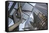 Sculpture and urban office buildings on Stephen Avenue Walk, Downtown, Calgary, Alberta, Canada, No-Frank Fell-Framed Stretched Canvas
