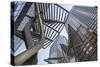 Sculpture and urban office buildings on Stephen Avenue Walk, Downtown, Calgary, Alberta, Canada, No-Frank Fell-Stretched Canvas