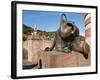 Sculpture at the Alte Brucke (Old Bridge) in Old Town, Heidelberg, Baden-Wurttemberg, Germany, Euro-Michael DeFreitas-Framed Photographic Print