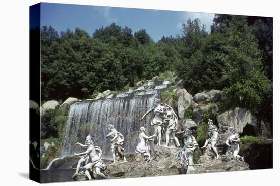 Sculpture by a Cascade, Palace of Caserta, Campania, Italy-Vivienne Sharp-Stretched Canvas