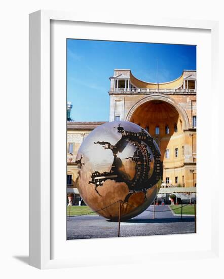 Sculpture called Sphere by A. Pomodoro, Vatican Courtyard, Rome, Italy-Chuck Haney-Framed Photographic Print