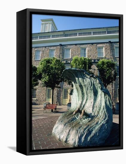 Sculpture Depicting Someone Diving into a Wave, Newport, Rhode Island, New England, USA-Robert Francis-Framed Stretched Canvas