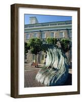 Sculpture Depicting Someone Diving into a Wave, Newport, Rhode Island, New England, USA-Robert Francis-Framed Photographic Print