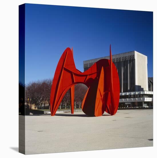 Sculpture in Front of a Building, Alexander Calder Sculpture, Grand Rapids, Michigan, USA-null-Stretched Canvas