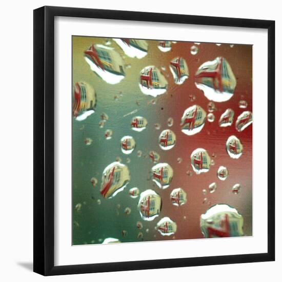 Sculpture in Front of the Denver Public Library is Reflected in Snow Flakes Melting on a Window-null-Framed Photographic Print