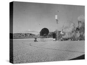 Sculpture Jean Tinguely in Nevada Desert Trying Out His Self-Destruction Machine Sculpture-Allan Grant-Stretched Canvas