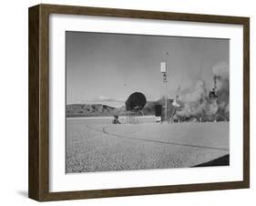 Sculpture Jean Tinguely in Nevada Desert Trying Out His Self-Destruction Machine Sculpture-Allan Grant-Framed Photographic Print