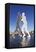 Sculpture Molecule Men, the Spree, Treptow, Berlin, Germany-Markus Lange-Framed Stretched Canvas