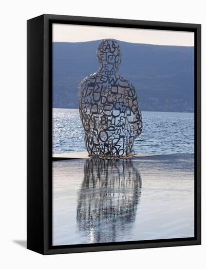 Sculpture of a Man Made of Letters at the Lido Mar Swimming Pool at the Newly Developed Marina in P-Martin Child-Framed Stretched Canvas