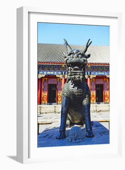 Sculpture of a Qilin, Summer Palace, Beijing-George Oze-Framed Photographic Print