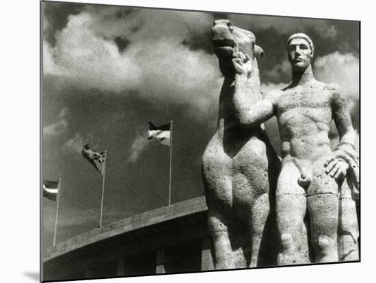 Sculpture of Athlete and Horse at the Stadium for the Olympic Games in Berlin, 1936-German photographer-Mounted Photographic Print