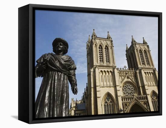 Sculpture of Bengali Scholar Outside the Cathedral, Bristol, Avon, England, United Kingdom, Europe-Jean Brooks-Framed Stretched Canvas