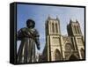 Sculpture of Bengali Scholar Outside the Cathedral, Bristol, Avon, England, United Kingdom, Europe-Jean Brooks-Framed Stretched Canvas