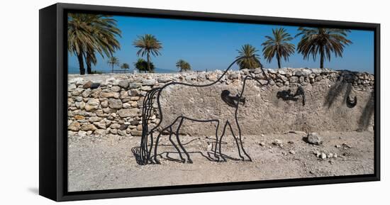 Sculpture of horse at Tel Megiddo, Galilee, Israel-null-Framed Stretched Canvas