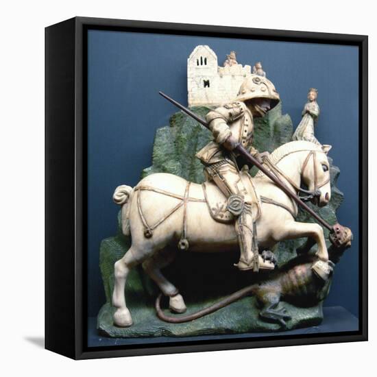 Sculpture of Saint George Slaying the Dragon-null-Framed Stretched Canvas
