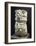 Sculpture of Tattooed Head, Perhaps of Chac-null-Framed Giclee Print