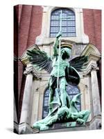 Sculpture of the Archangel Michael Defeating Satan, St Michael's Church, Hamburg, Germany-Miva Stock-Stretched Canvas