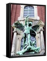 Sculpture of the Archangel Michael Defeating Satan, St Michael's Church, Hamburg, Germany-Miva Stock-Framed Stretched Canvas