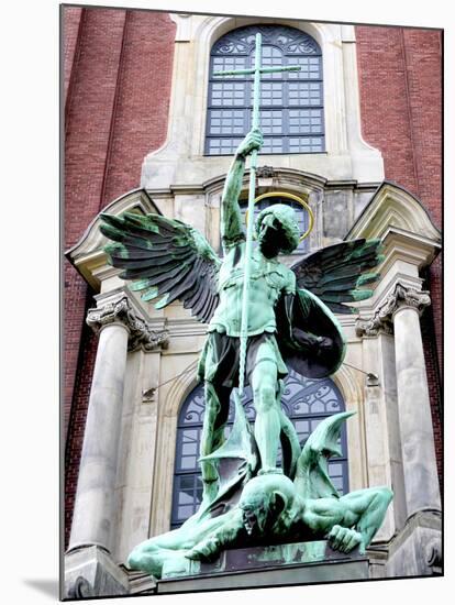 Sculpture of the Archangel Michael Defeating Satan, St Michael's Church, Hamburg, Germany-Miva Stock-Mounted Premium Photographic Print