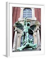 Sculpture of the Archangel Michael Defeating Satan, St Michael's Church, Hamburg, Germany-Miva Stock-Framed Photographic Print