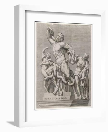 Sculpture of the Laocoon Discovered at Rome in 1506. Thought to Date from the 2nd Century B.C-null-Framed Art Print