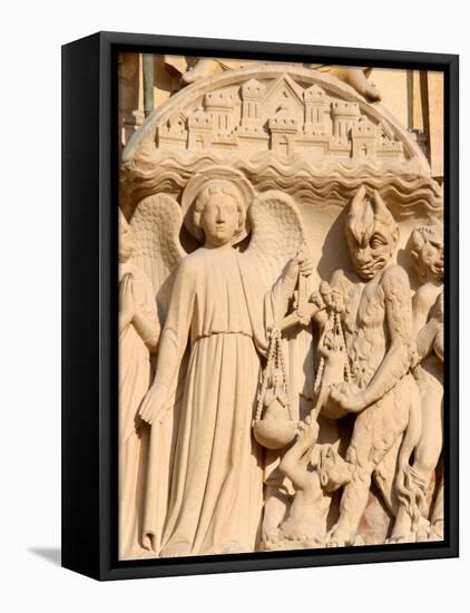 Sculpture of the Last Judgment, Notre Dame De Paris Cathedral, Paris, France, Europe-Godong-Framed Stretched Canvas